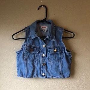 Girls Vest Jacket Vintage Y2K Denim Blue Jean Vest Girls Size Medium